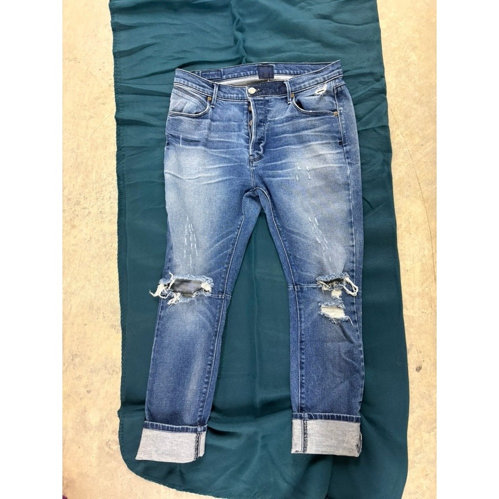 RtA Distressed Blue Denim Jeans Mens‎ Size 30 Ripped Medium Wash Slim Straight